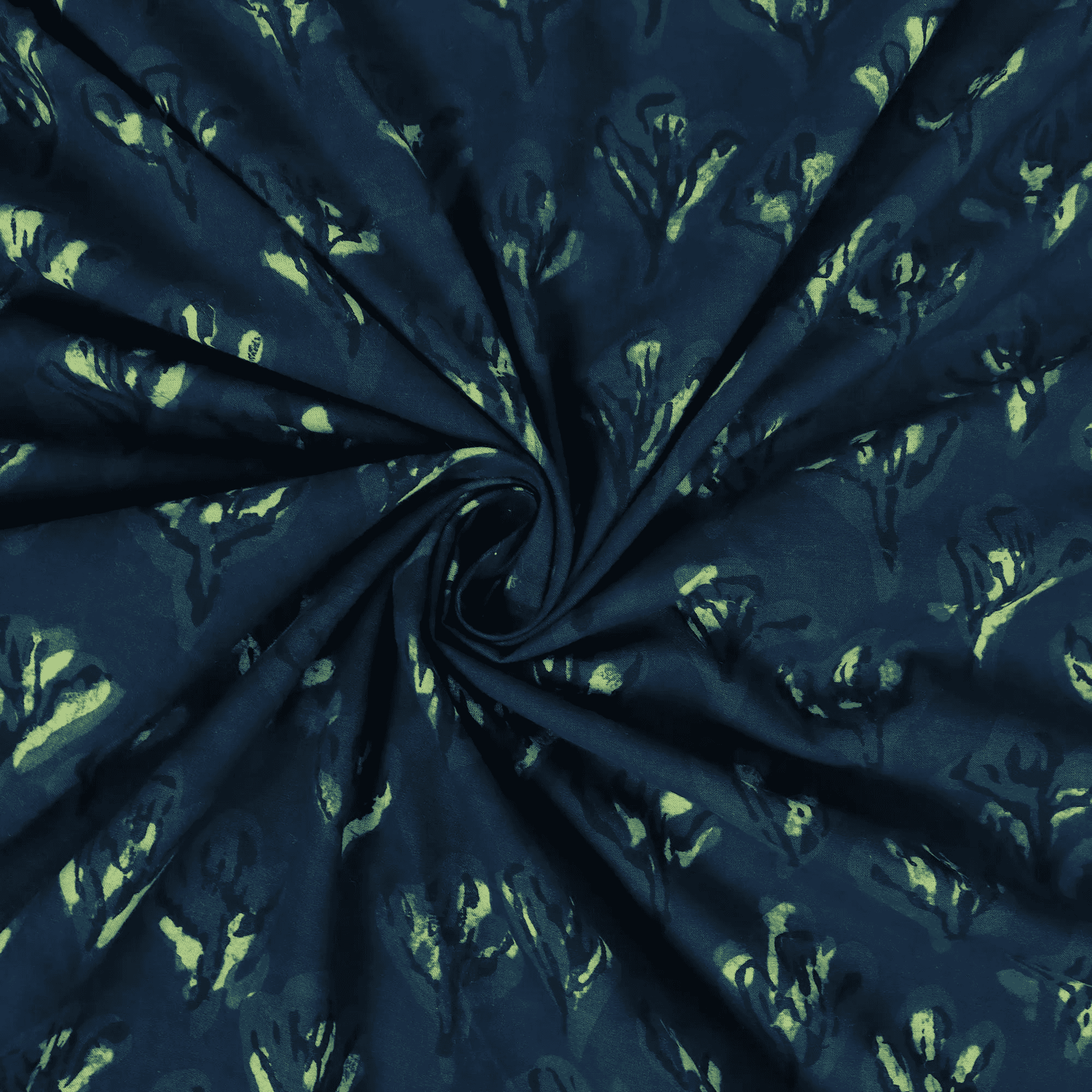 Dark Green Dabu Print Dress Block Print Fabric