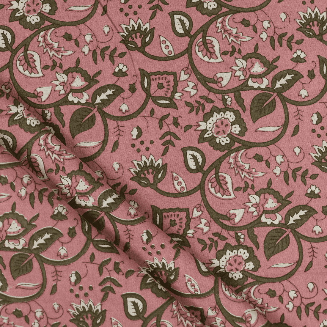 Handmade Floral Jaal Design Bagru Print Fabric