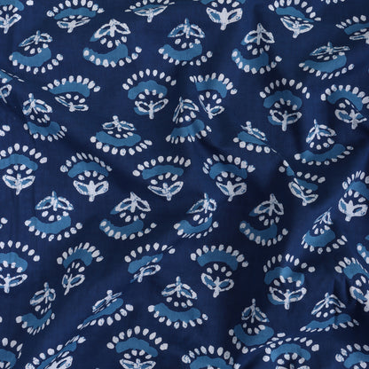 Cotton Indigo Floral Discharge Printing Fabric