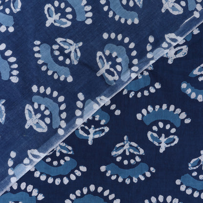 Cotton Indigo Floral Discharge Printing Fabric