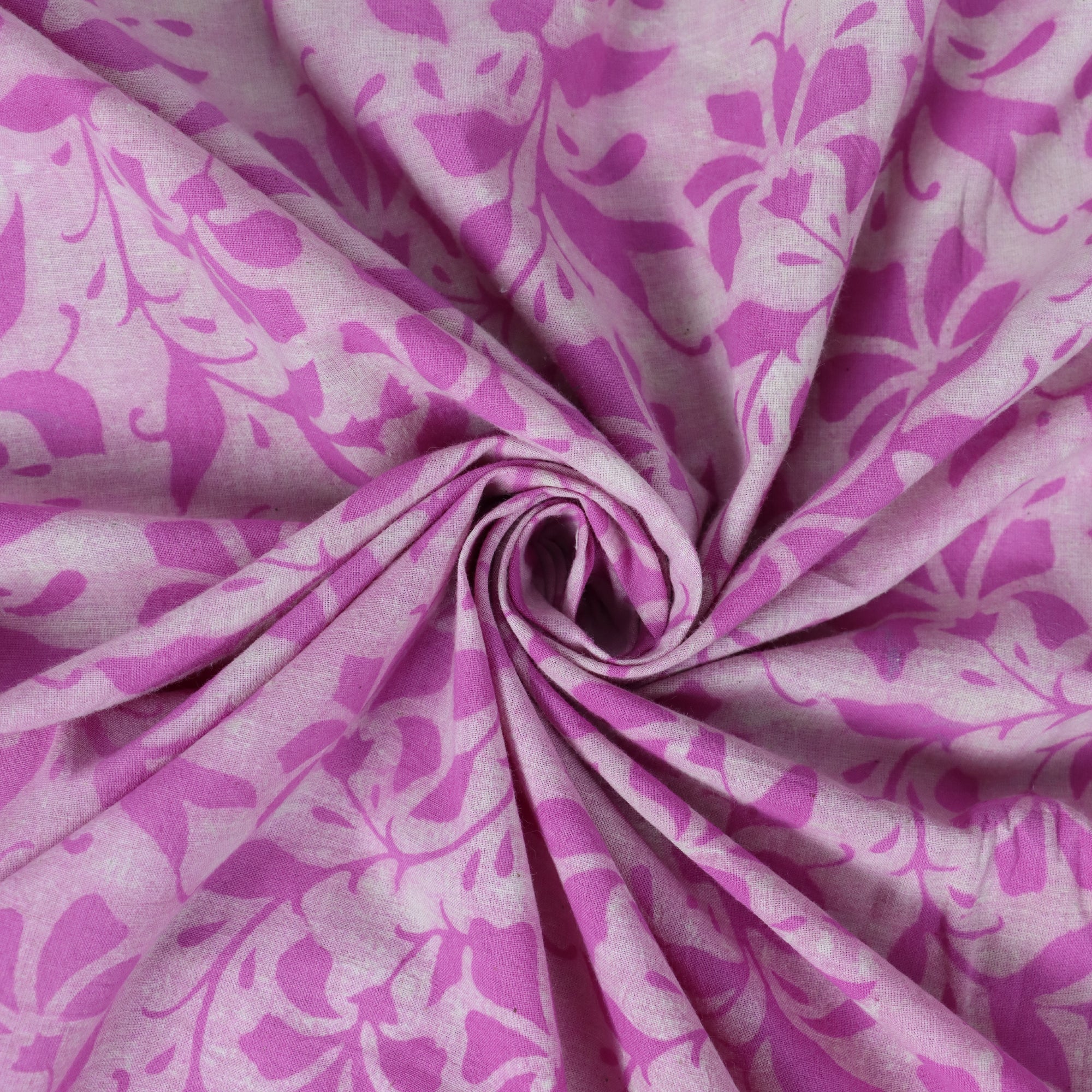 Pink Floral Cotton Hand Block Print Fabric