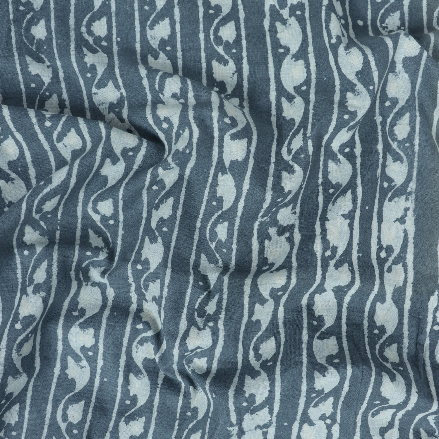 White Stripes Cotton Dabu Print Fabric