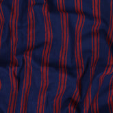 Stripes Block Printed Indigo Print Fabric