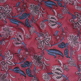 Red Floral Block Print Fabric