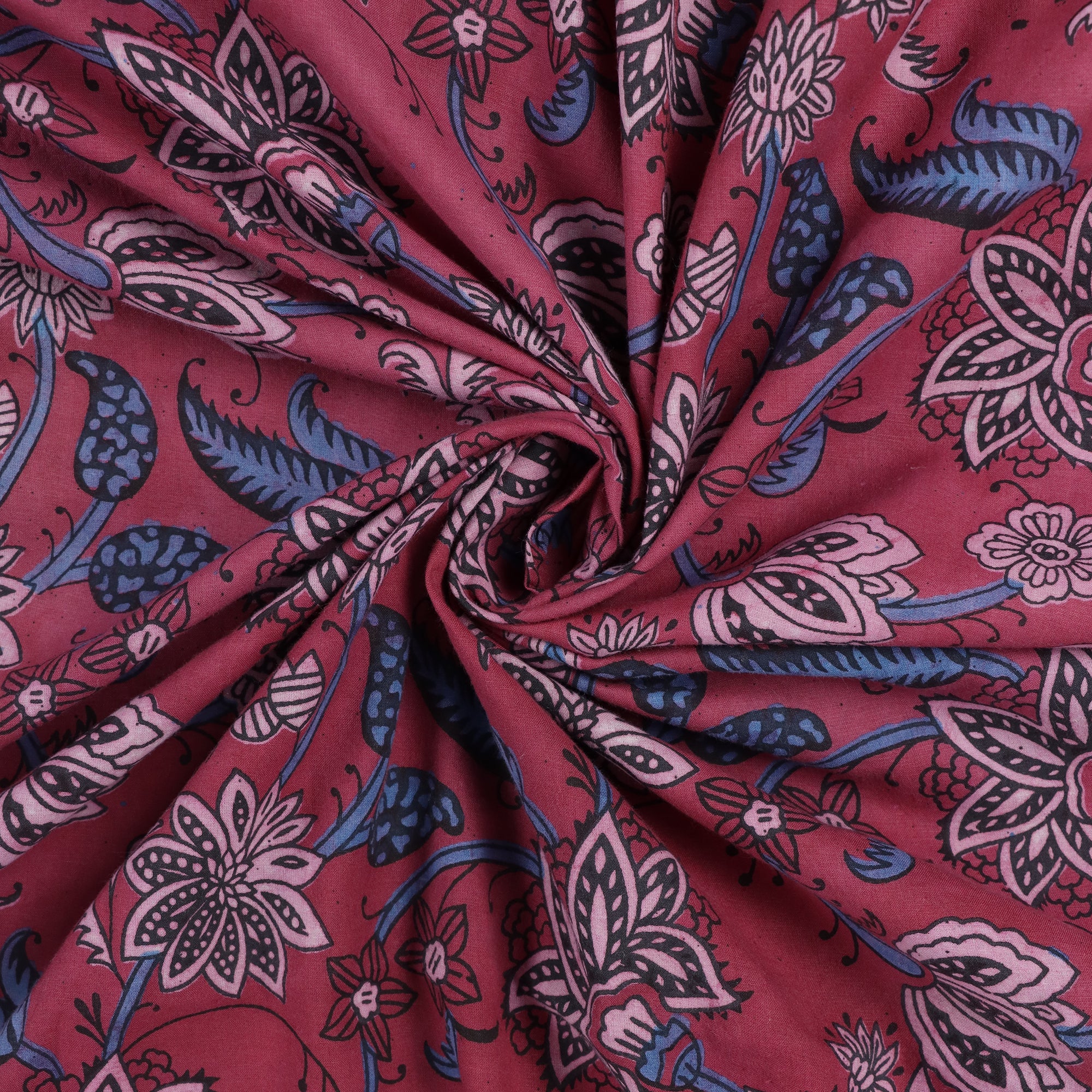 Red Floral Block Print Fabric Online