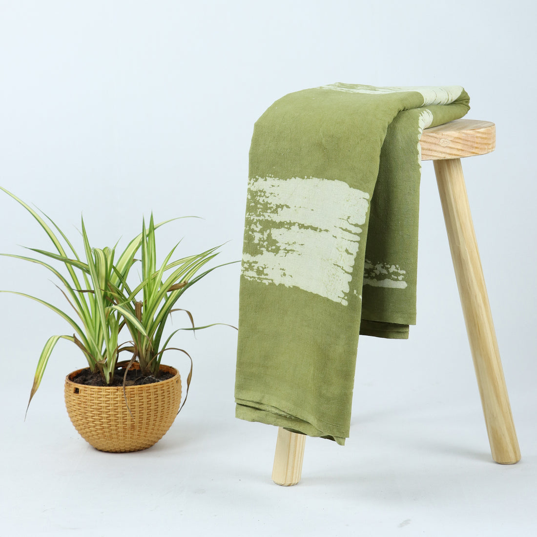 Green Hand Block Soft Cotton Indigo Fabric Online