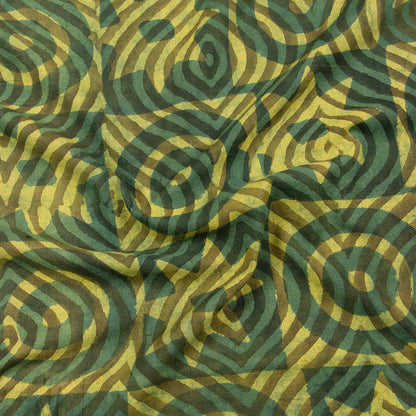 Green Circle Cotton Block Print Fabric