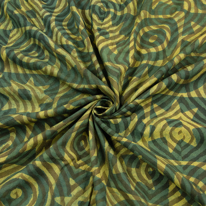 Green Circle Cotton Block Print Fabric