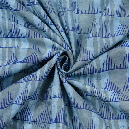 Wave Block Printed Cotton Silk Fabric