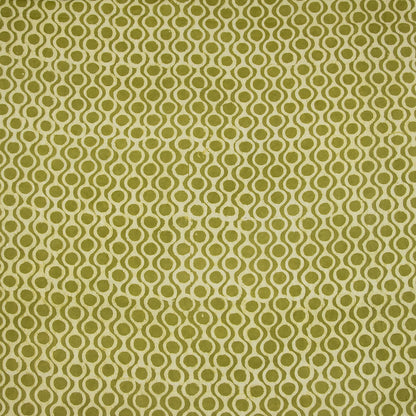 Green Circle Block Print Fabric 100% Cotton