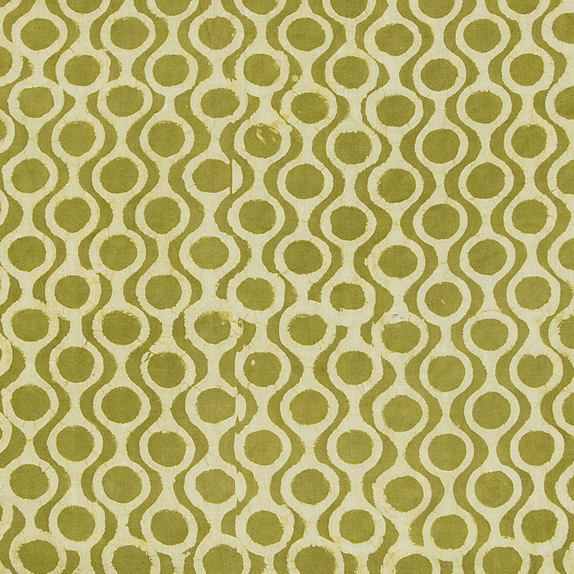 Green Circle Block Print Fabric 100% Cotton