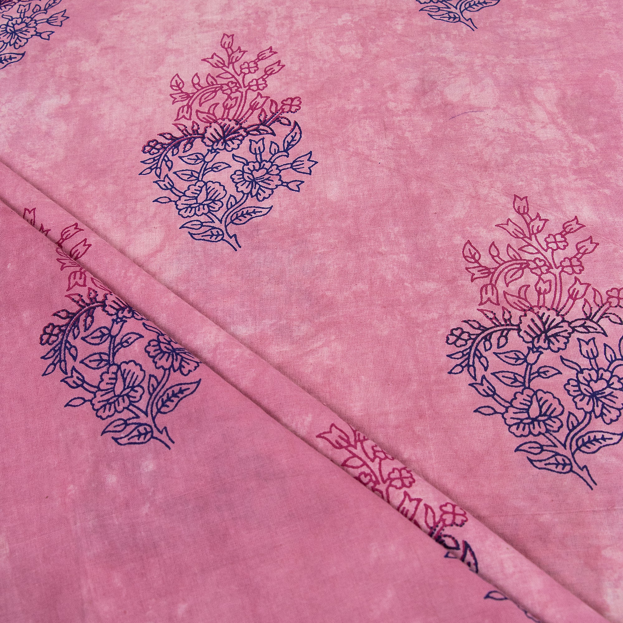 Pink Floral Printed Cotton Fabric