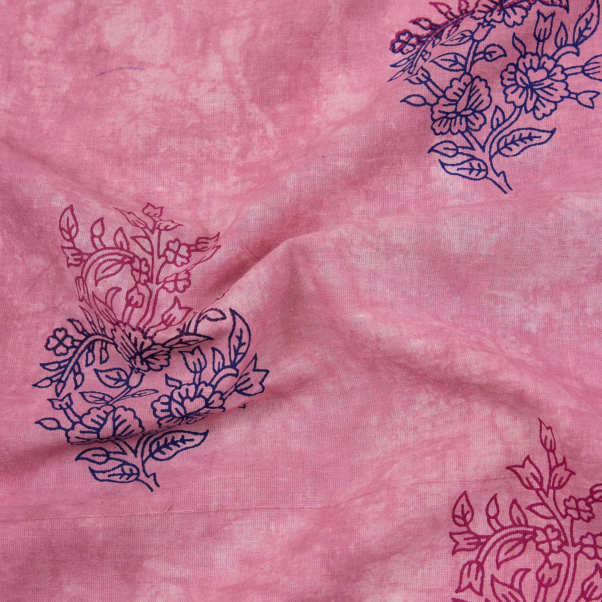 Pink Floral Printed Cotton Fabric