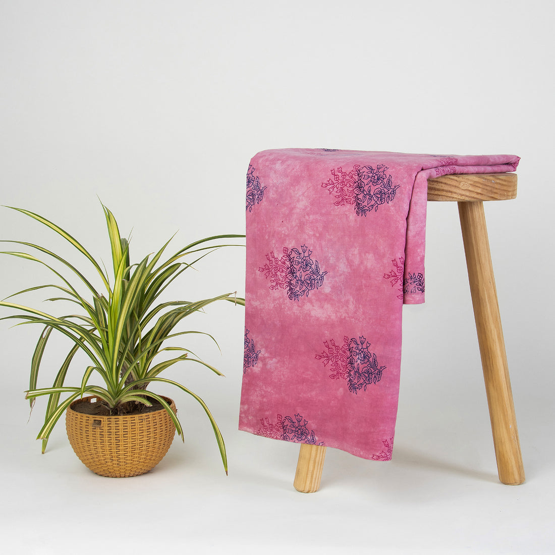 Pink Floral Printed Cotton Fabric