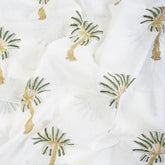 Green Palm Print Tree Hand Block Printed Cotton Fabric