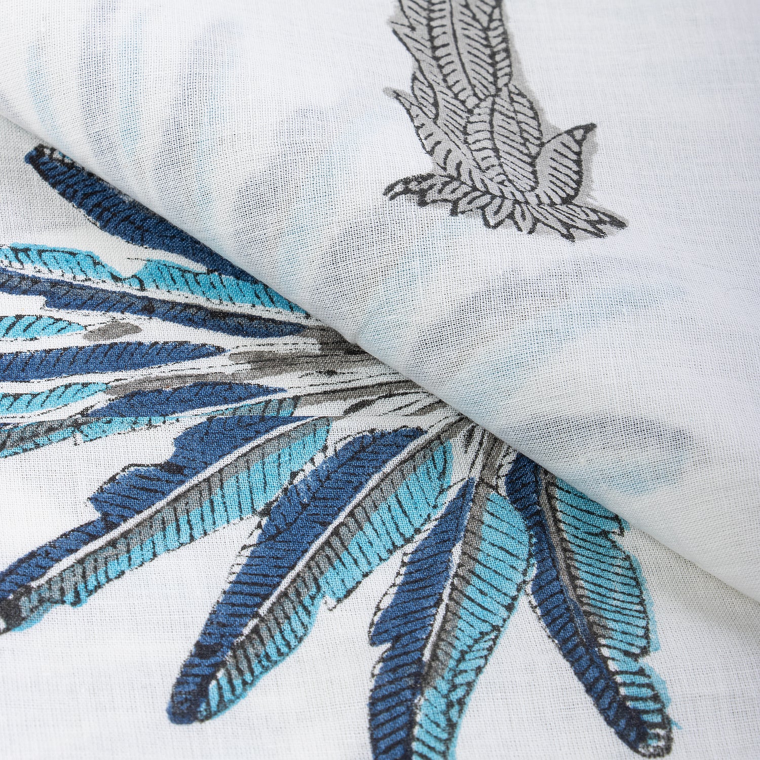 Sky Blue Soft Cotton Fabric Palm Tree Print