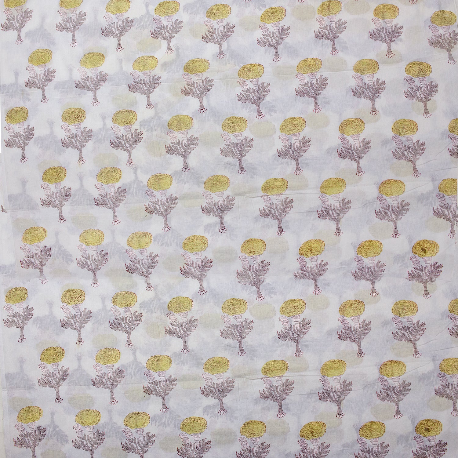 Yellow Floral Jaipuri Cotton Fabric