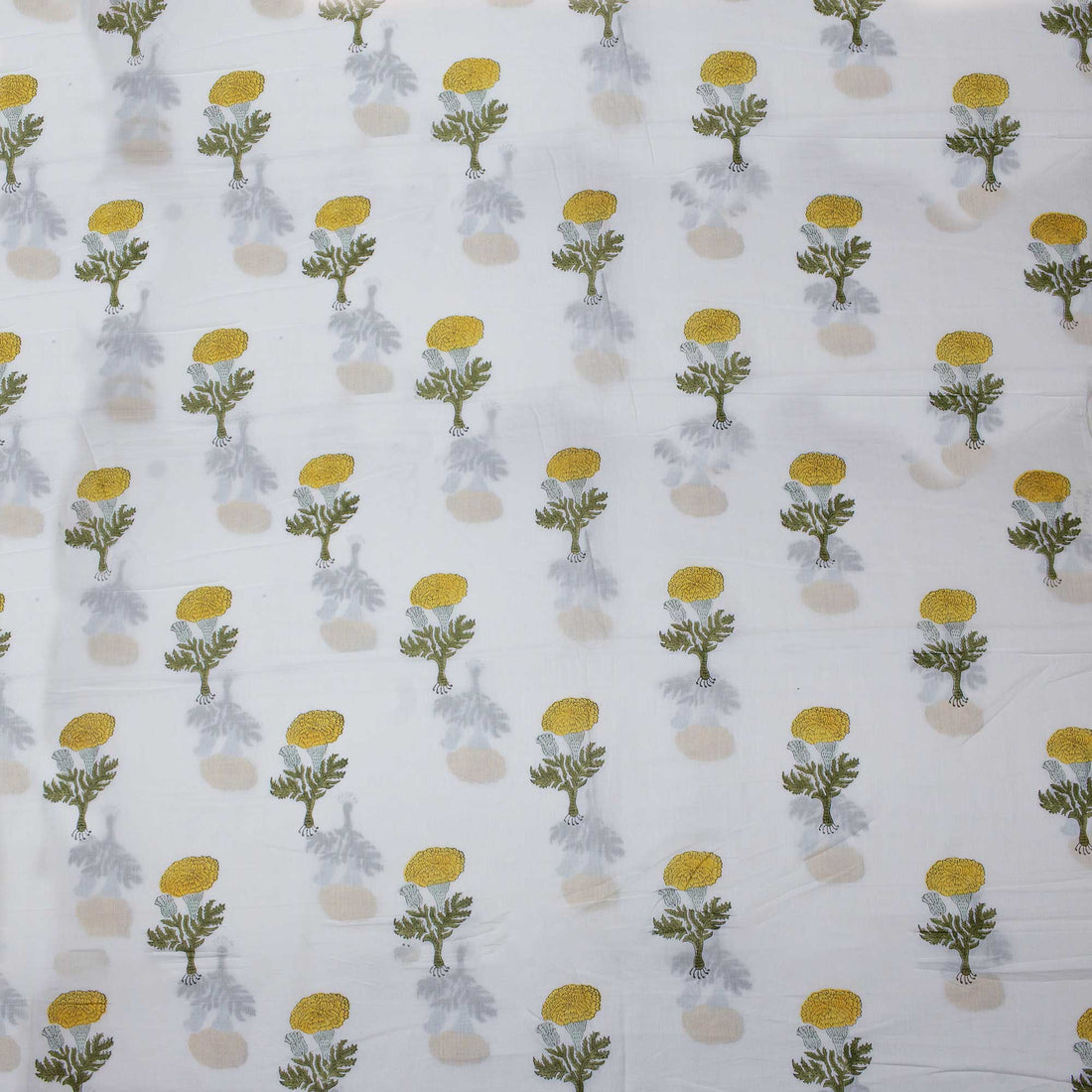 Light Yellow Floral Printed Cotton Fabric