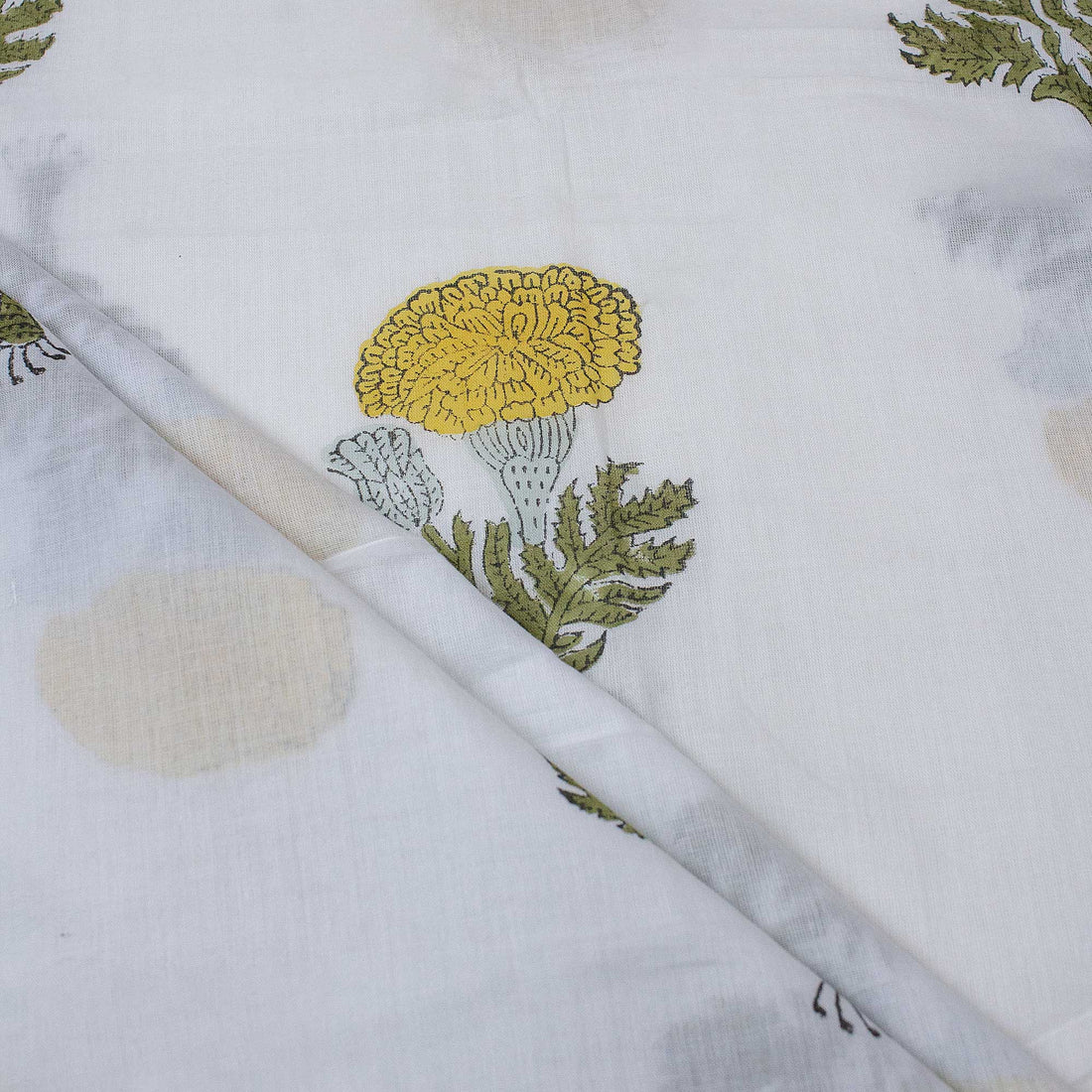 Light Yellow Floral Printed Cotton Fabric