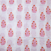 Pure Cotton Fabric Pink Flower Plant Printed