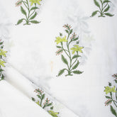 Green Leaf Block Print Premium Cotton Fabric