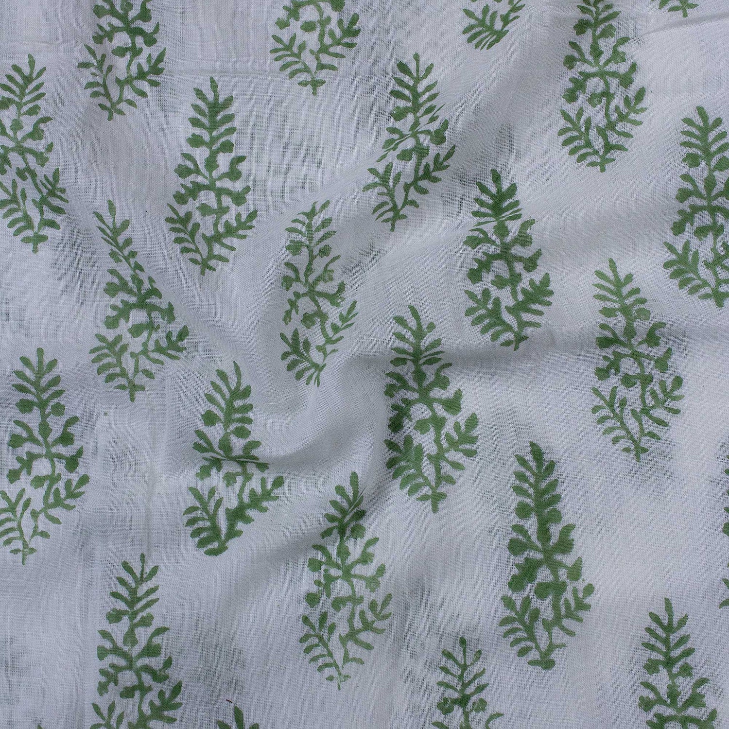 Indian Green Floral Printed Fabric