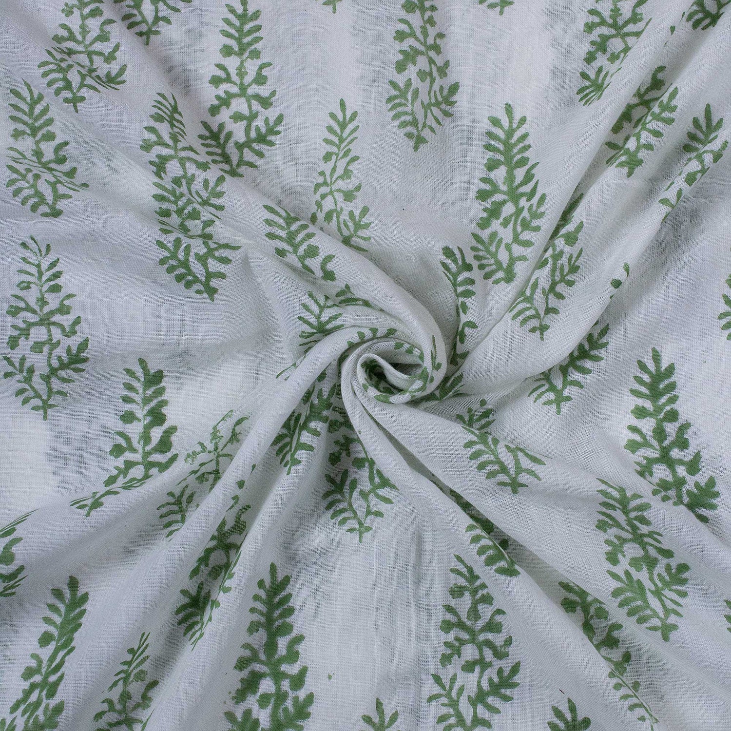 Indian Green Floral Printed Fabric