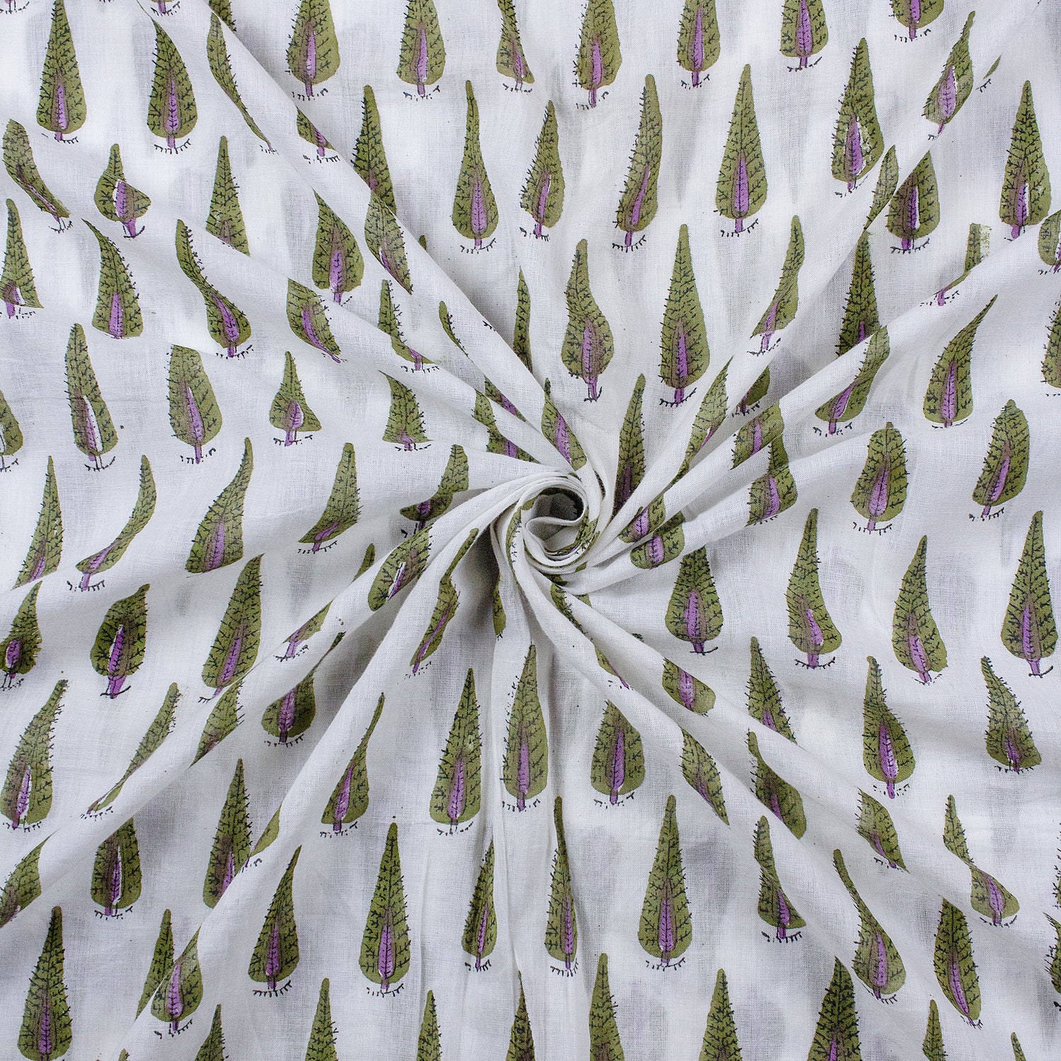 Leaf Hand Block Cotton Printed Fabric 