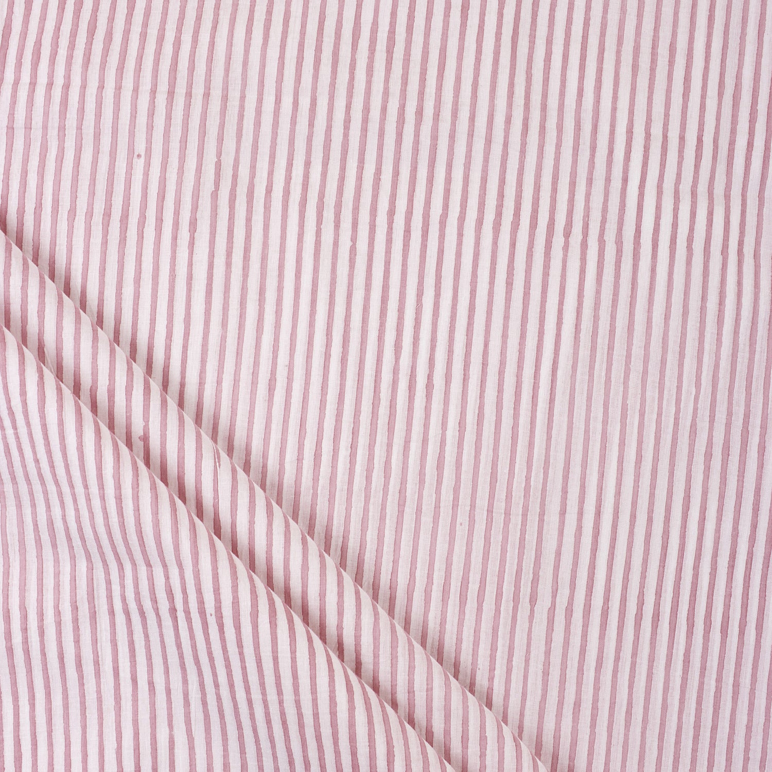 New Pink Stripe Organic Cotton Hand Block Print Fabric