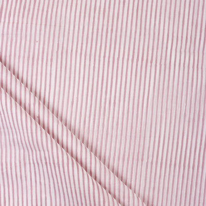 New Pink Stripe Organic Cotton Hand Block Print Fabric