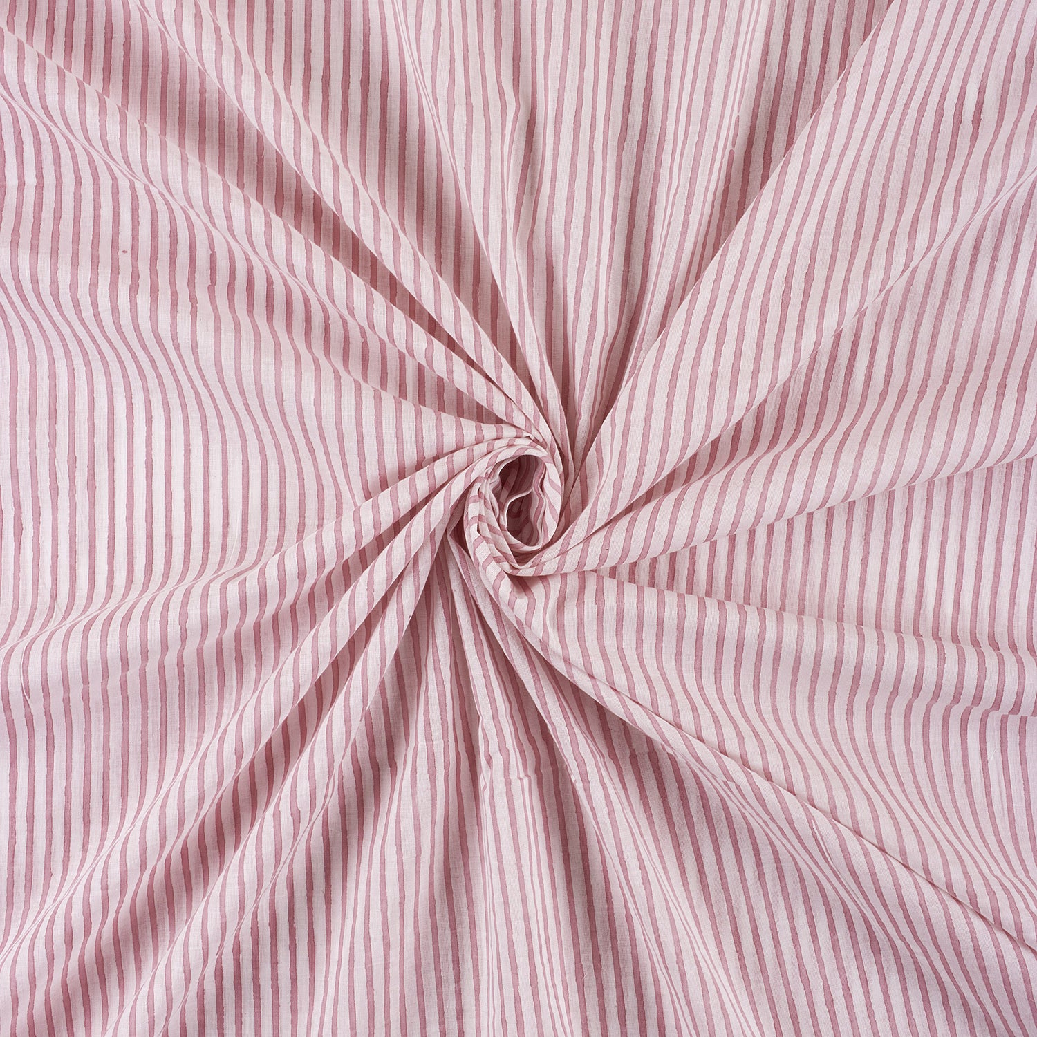 New Pink Stripe Organic Cotton Hand Block Print Fabric