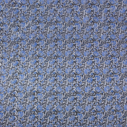 Sky Blue Indian Block Print Fabric Pure Cotton