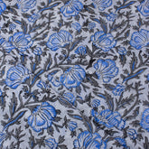 Sky Blue Indian Block Print Fabric Pure Cotton