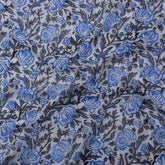 Sky Blue Indian Block Print Fabric Pure Cotton