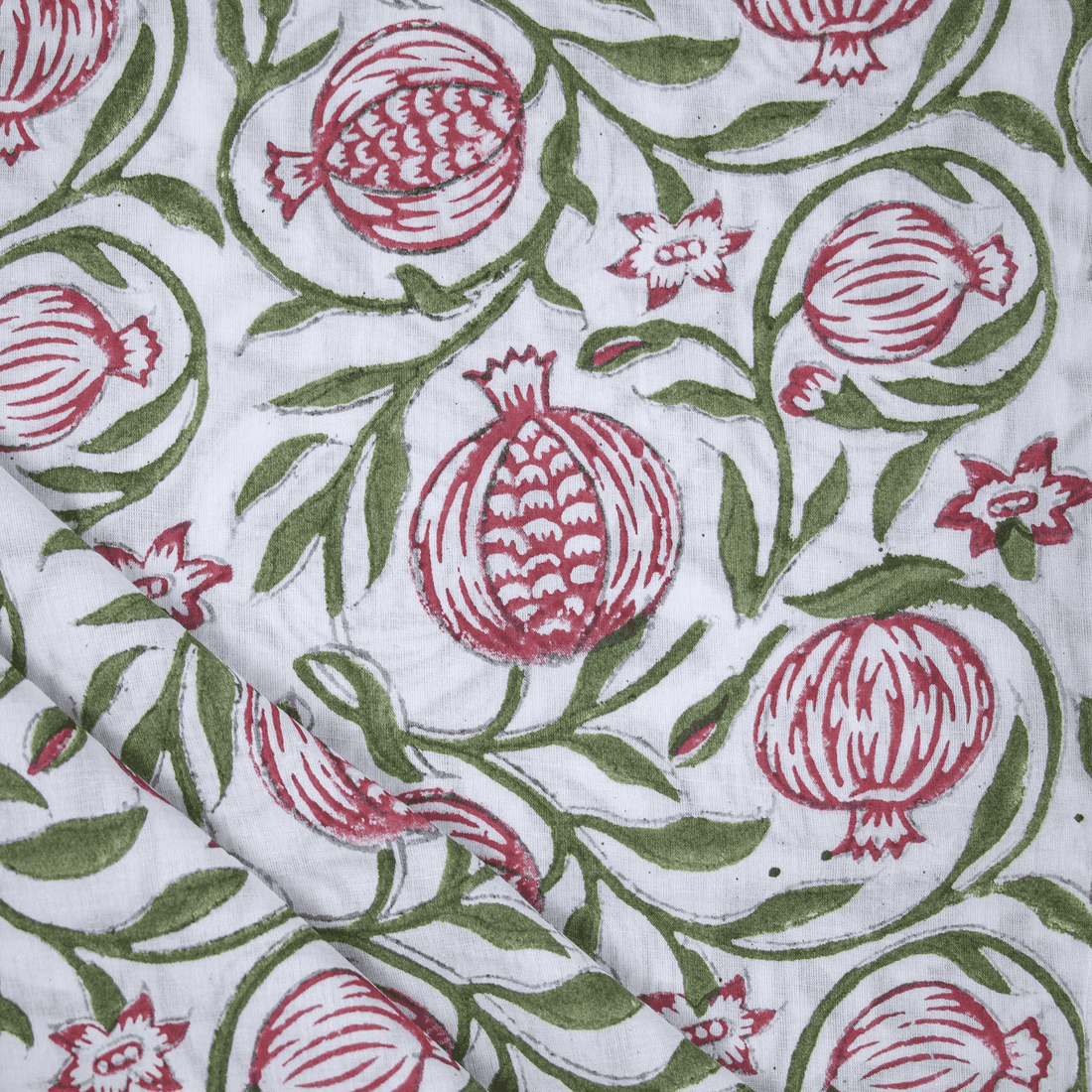 Hand Block Print Pomegranate Pure Cotton Fabric