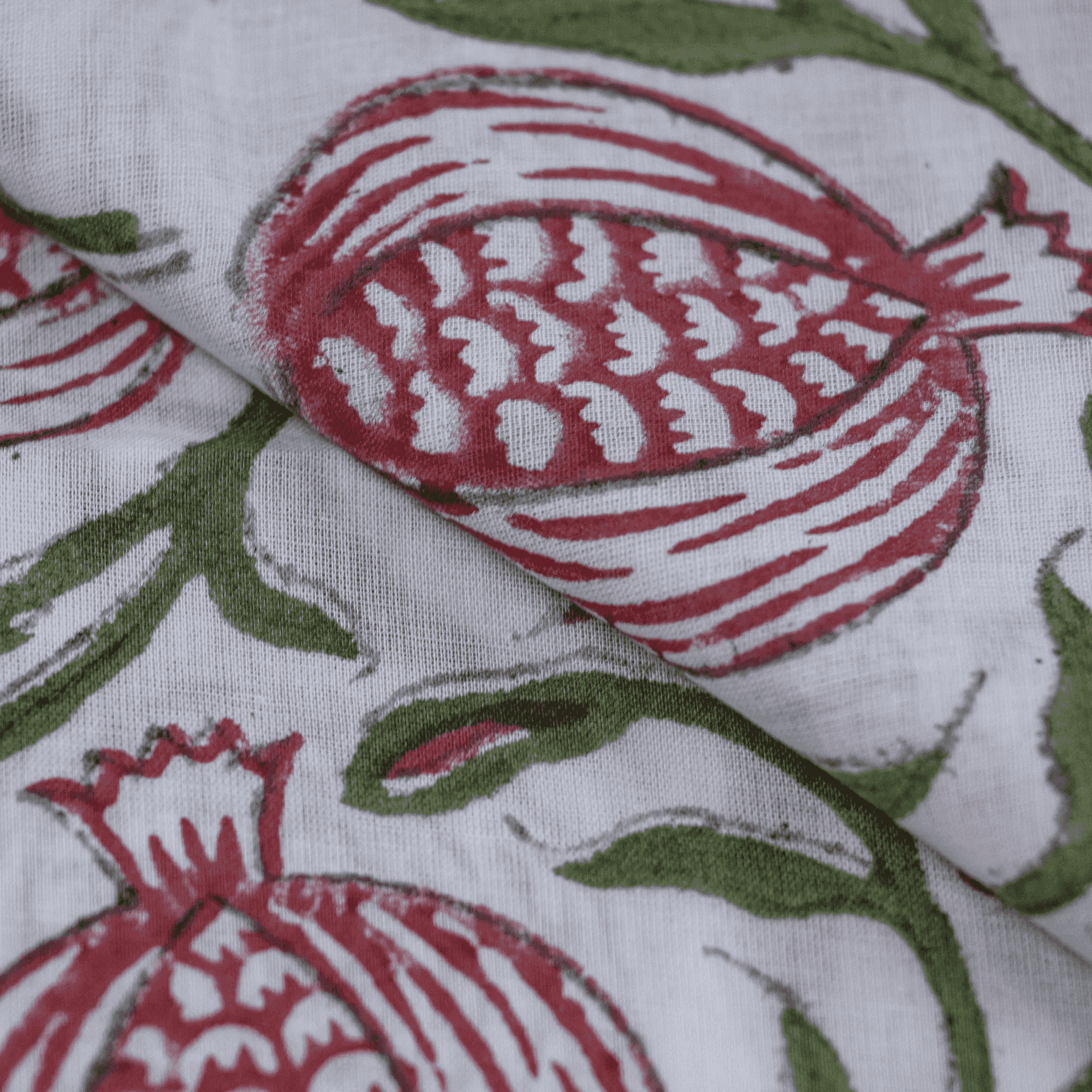 Hand Block Print Pomegranate Pure Cotton Fabric