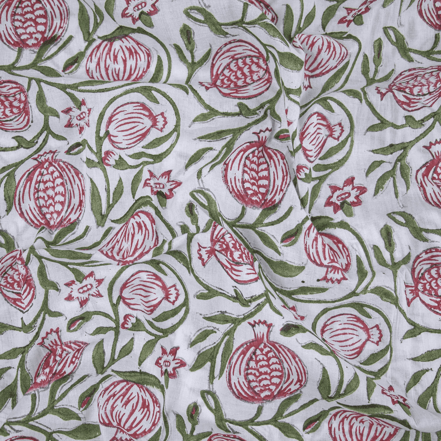 Hand Block Print Pomegranate Pure Cotton Fabric