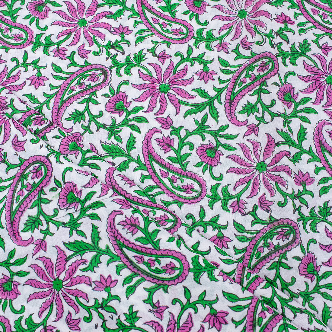 Pink Block Print Fabric 100% Cotton 