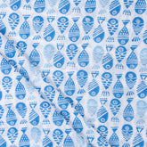 Blue Fish Indian Hand Block Printed Fabric
