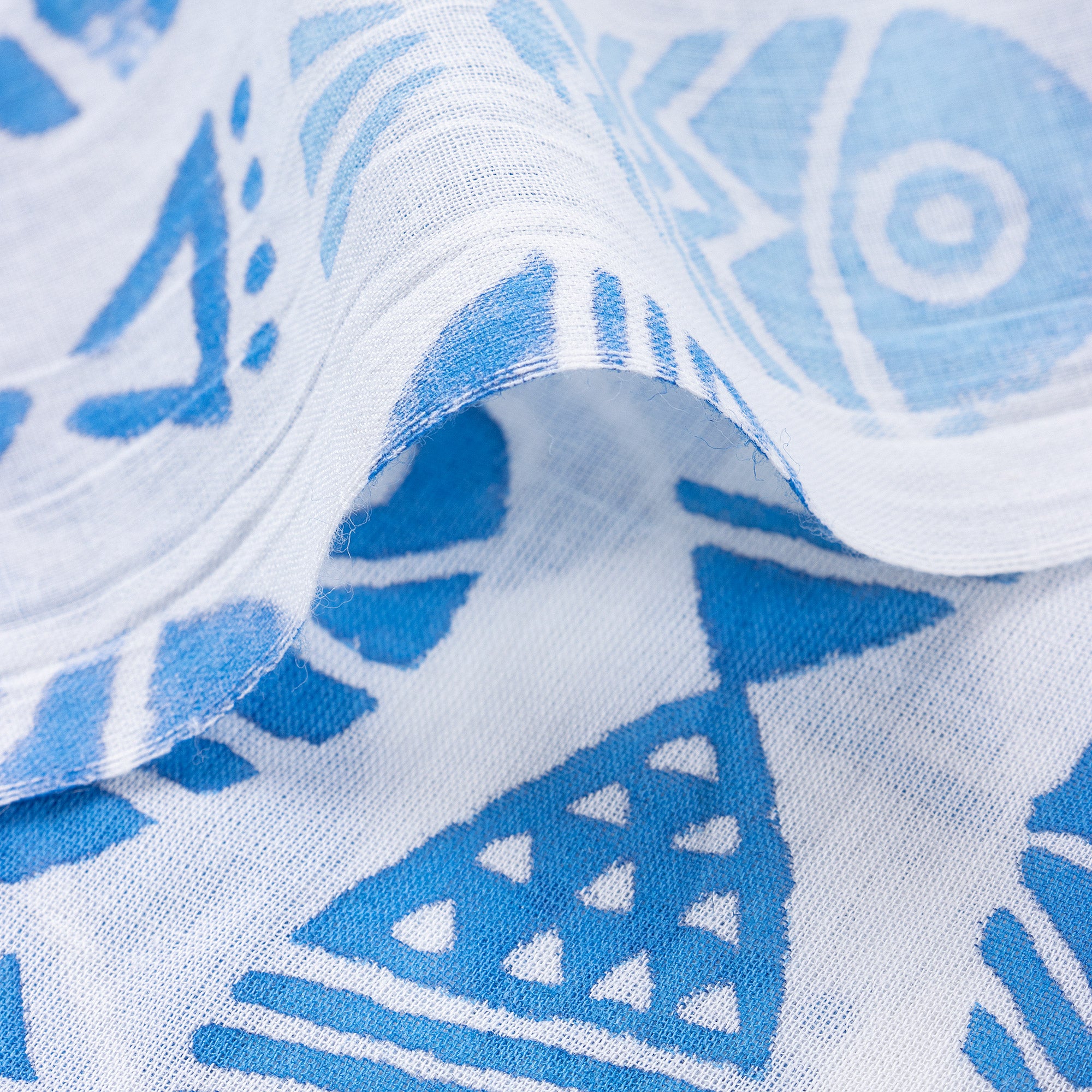 Blue Fish Indian Hand Block Printed Fabric