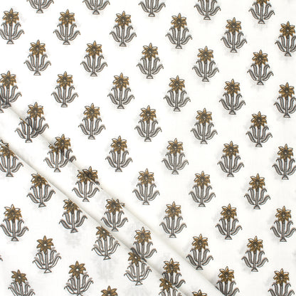 Red Floral Indian Hand Block Printed Fabric