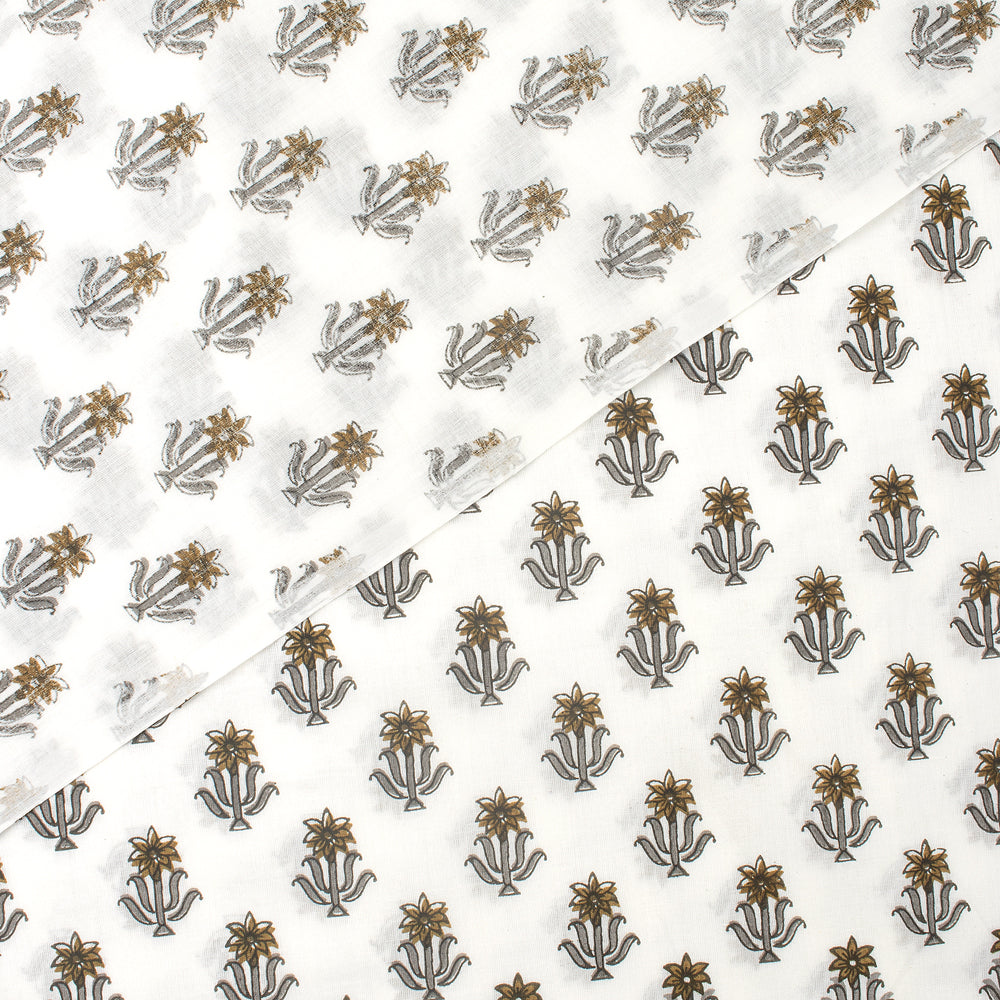 Red Floral Indian Hand Block Printed Fabric