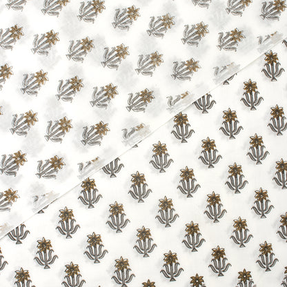 Red Floral Indian Hand Block Printed Fabric