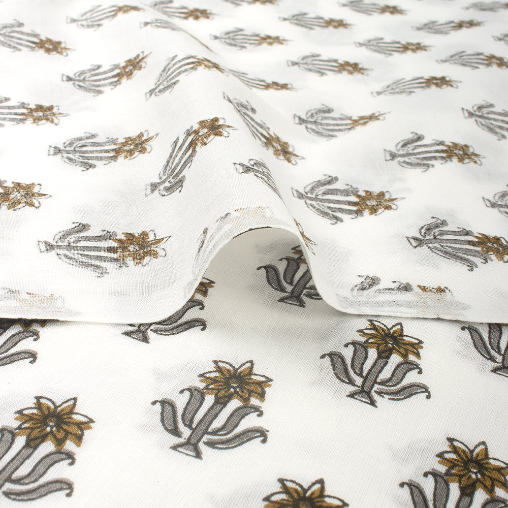 Red Floral Indian Hand Block Printed Fabric