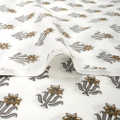 Red Floral Indian Hand Block Printed Fabric