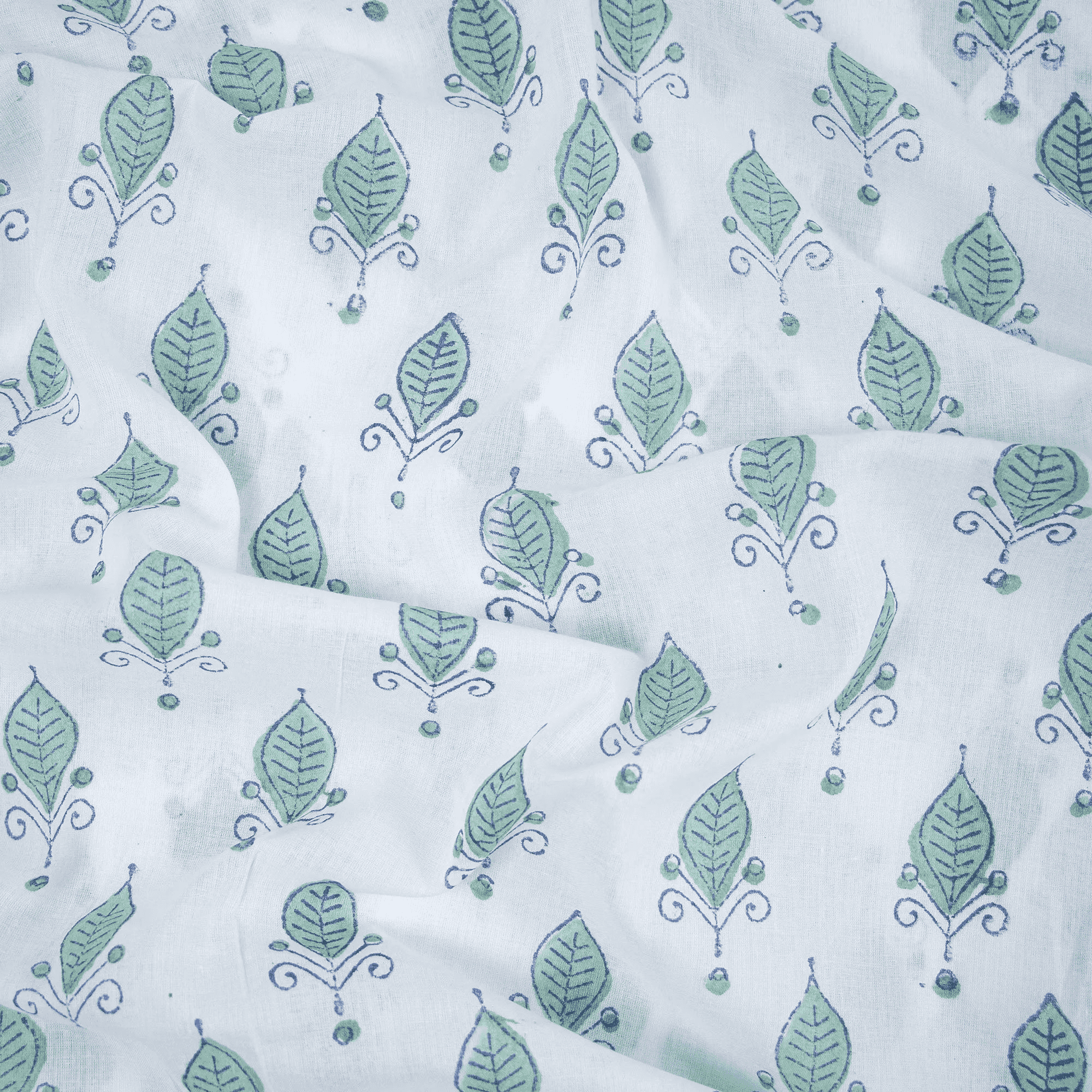 Block Soft Cotton Fabric Leaf Print