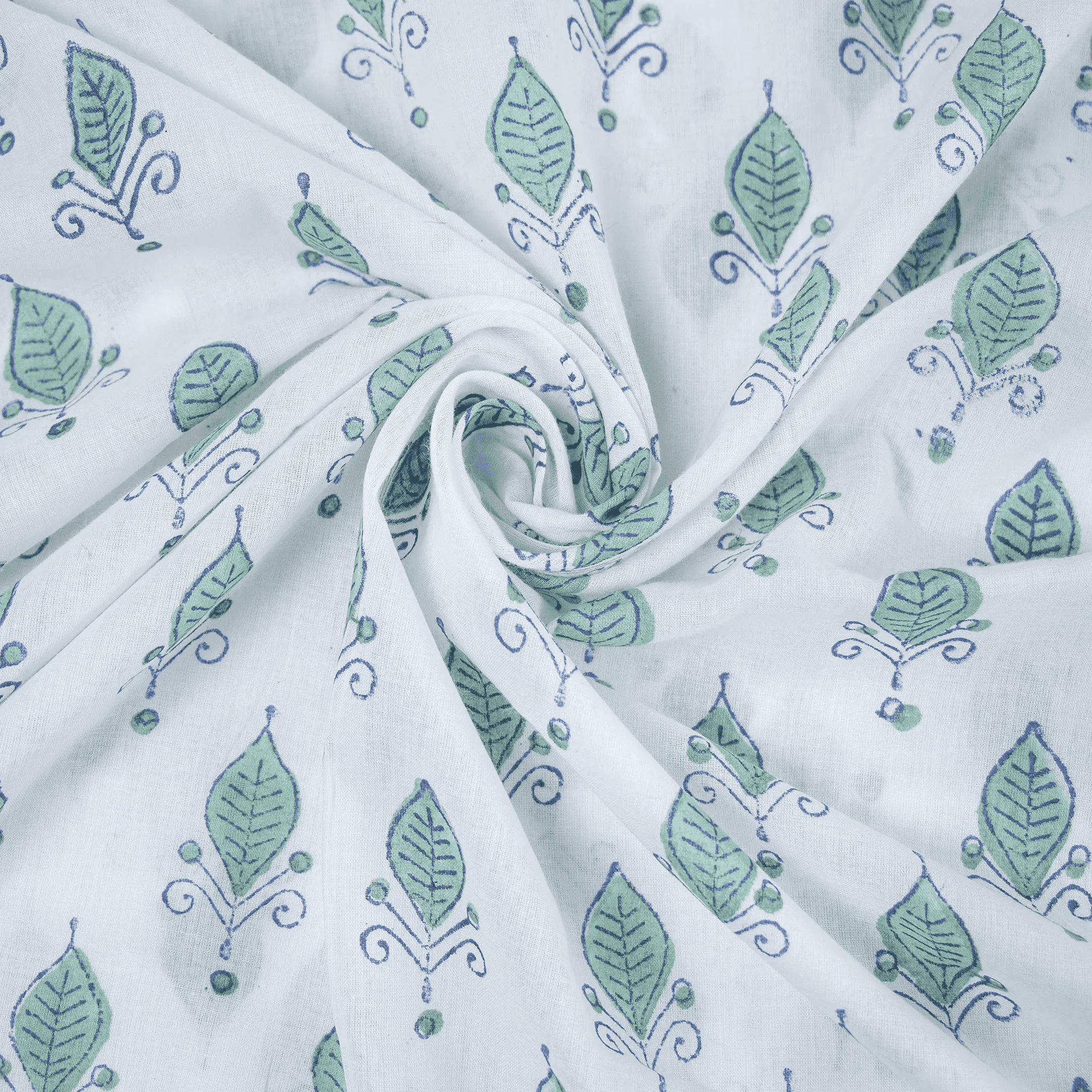 Block Soft Cotton Fabric Leaf Print