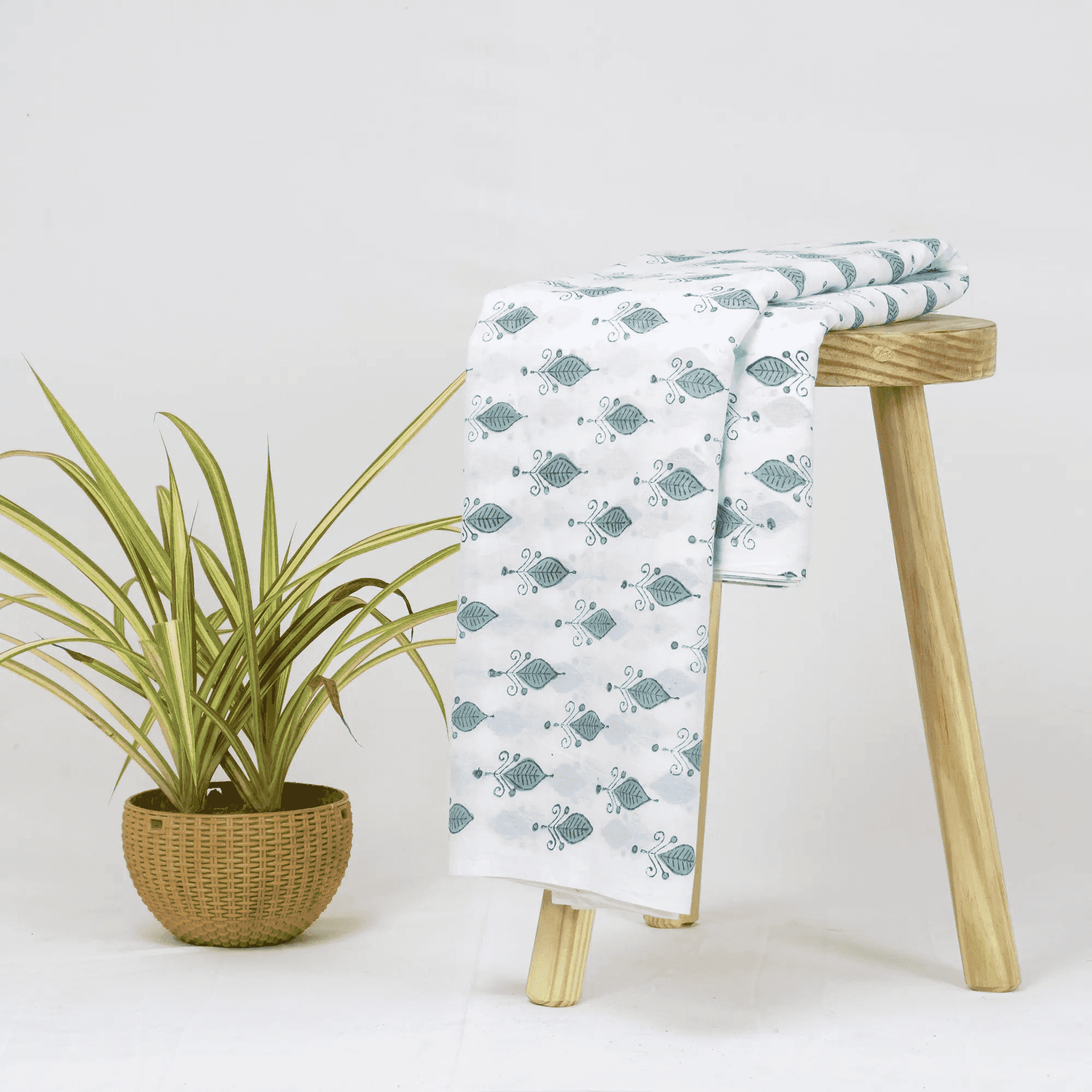 Block Soft Cotton Fabric Leaf Print