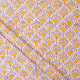 Orange Leaf Hand Block Printed Running Fabric