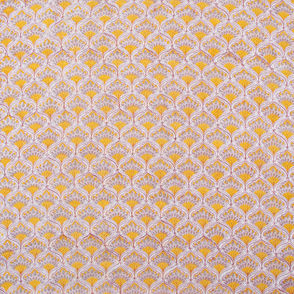 Orange Leaf Hand Block Printed Running Fabric